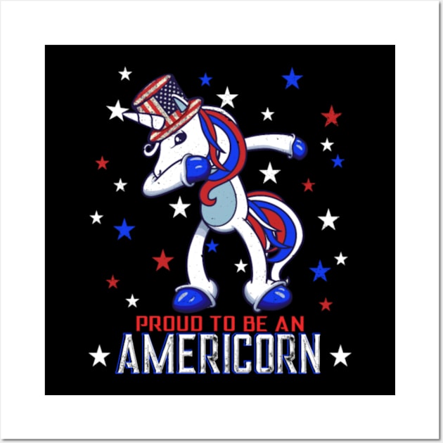 Dabbing Unicorn 4th of July- Wall Art by Xizin Gao